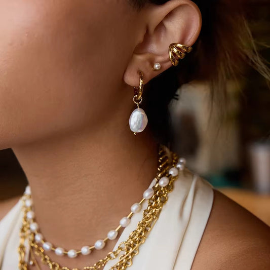 Ocean Pearl Hoops