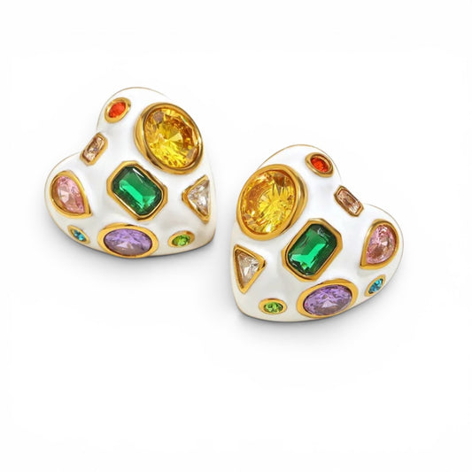 Hearts Baguette Earrings